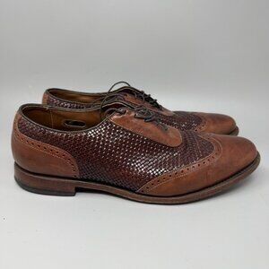 Allen Edmonds Hampstead Mens Wingtip Oxford Dress Shoes Brown Woven Leather 11.5